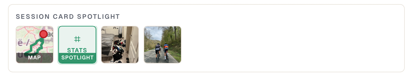 In the activity editor, choose what you want to spotlight: map, stats or media.