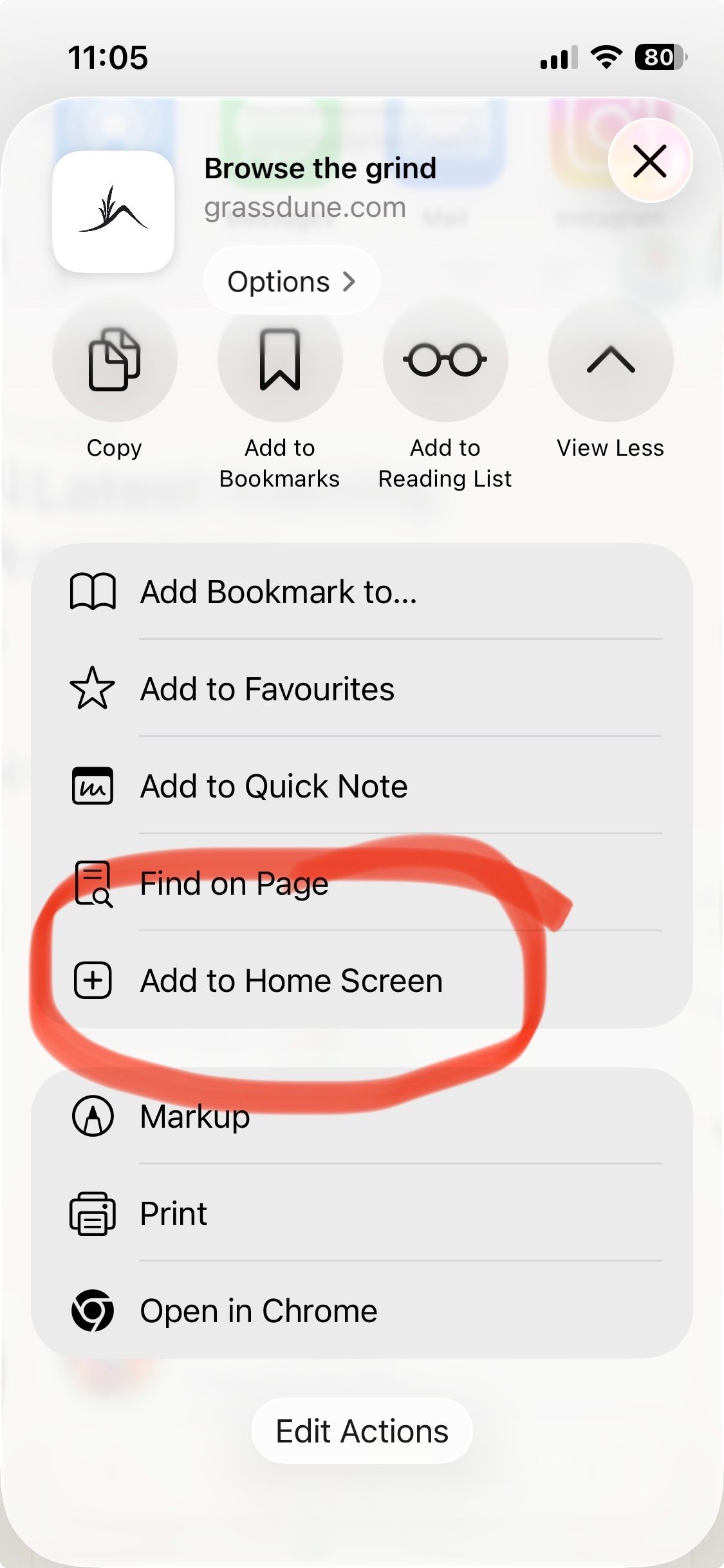 Add Grassdune to your Home Screen.