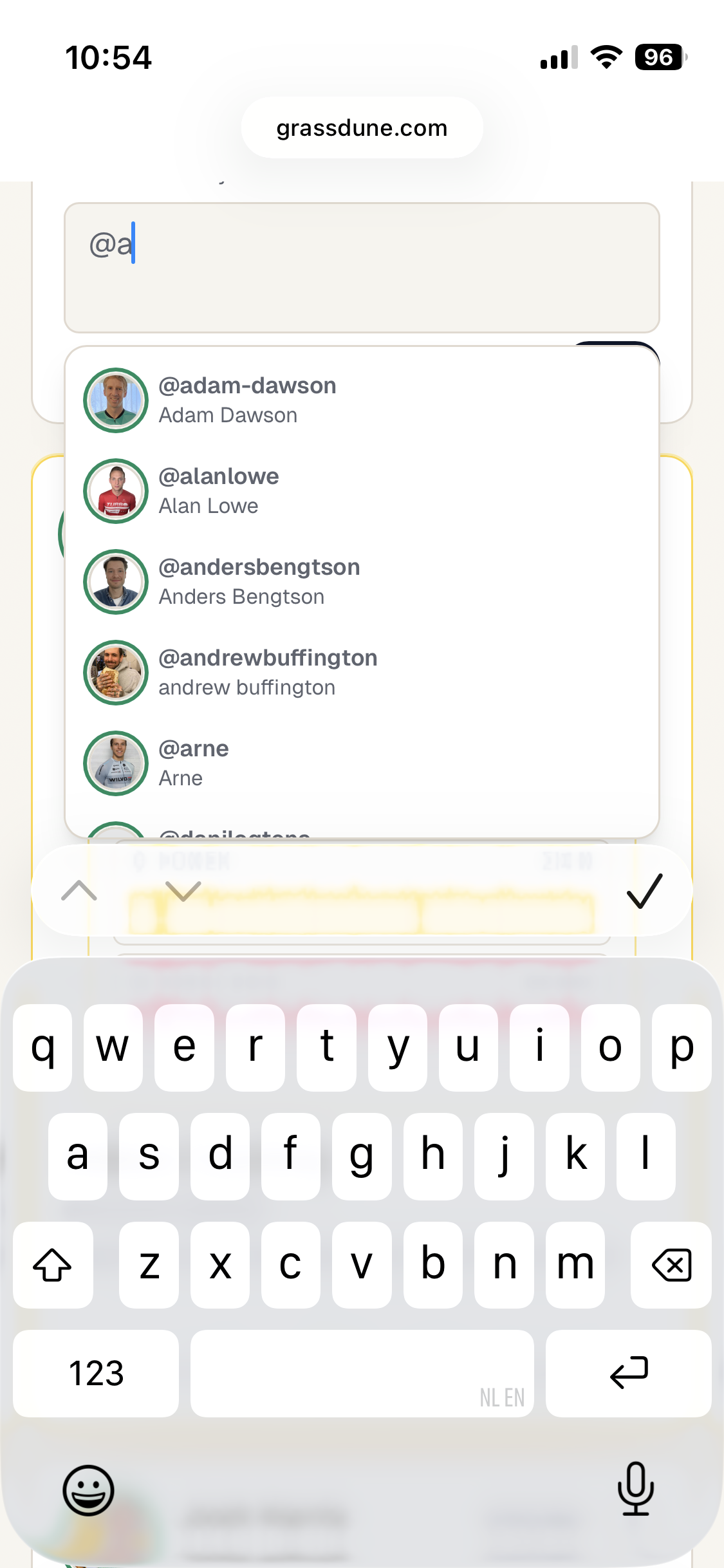 Tag other users via their @handle.