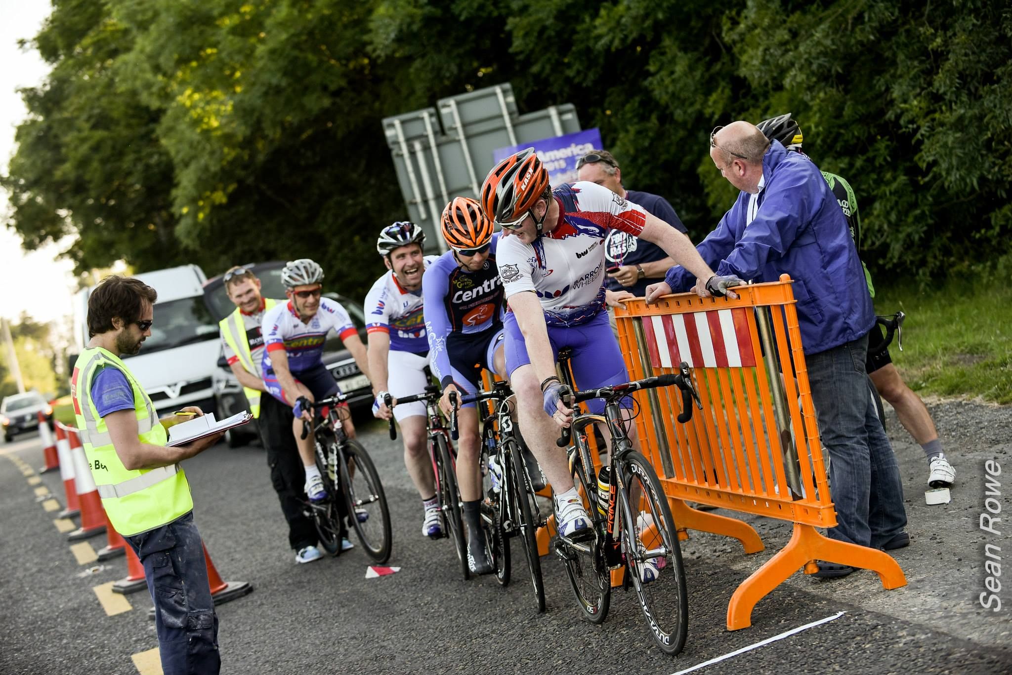 Mark at the back of the line at the start of a TTT we raced together in 2015